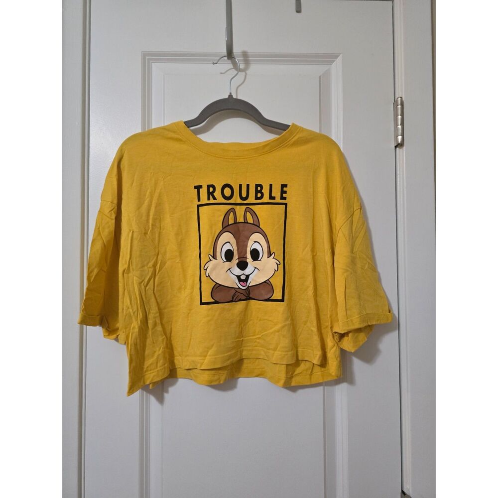Yellow Chip & Dale Graphic Crop Tee